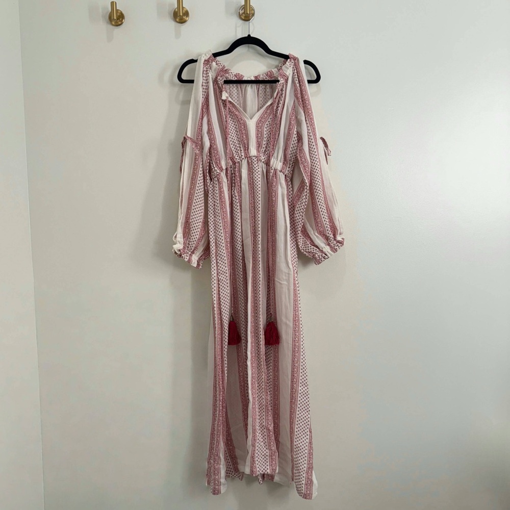 Red and White Tassel Long Dress